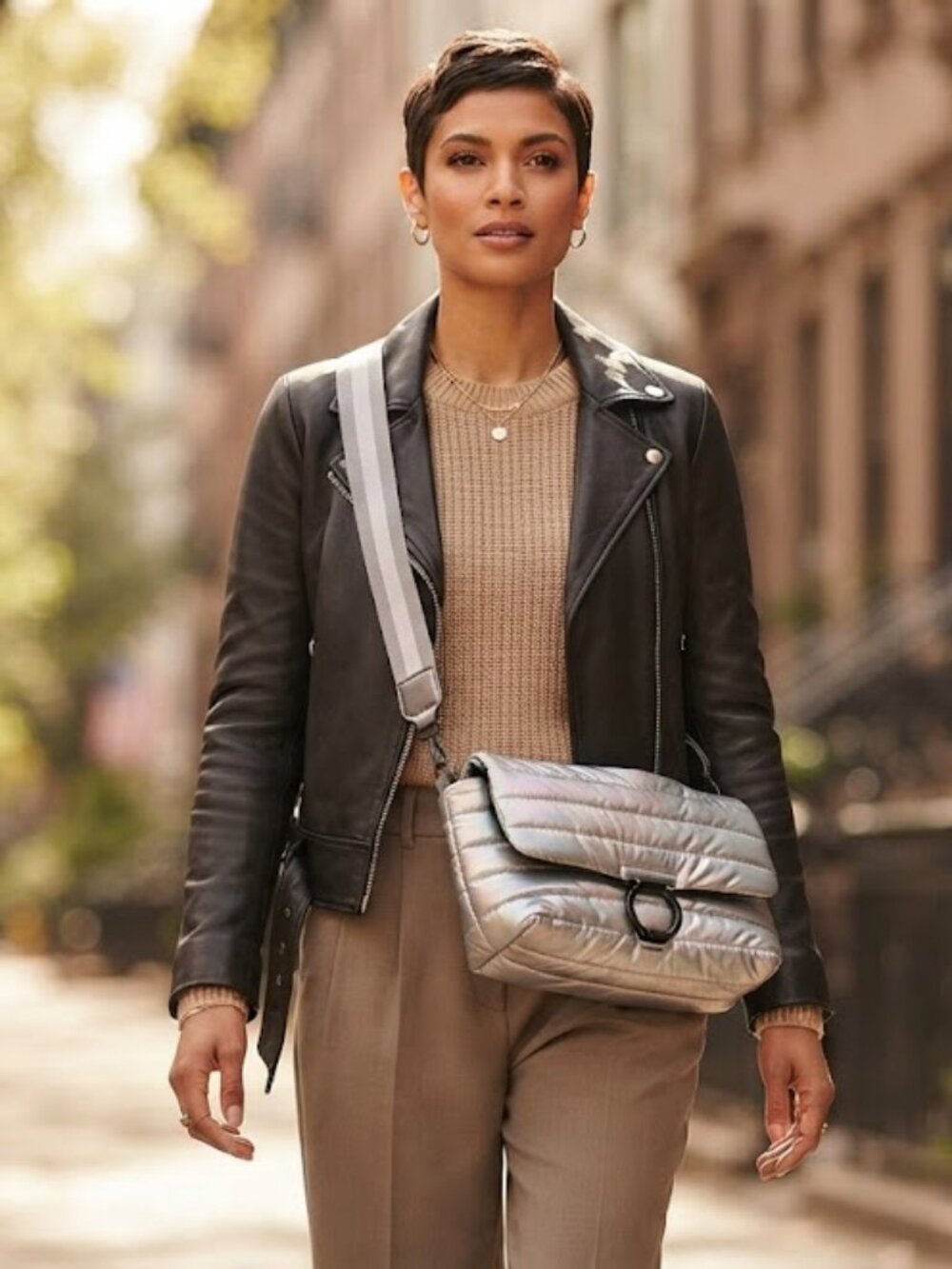 Think Royln Iridescent Pearl Quilted Crossbody